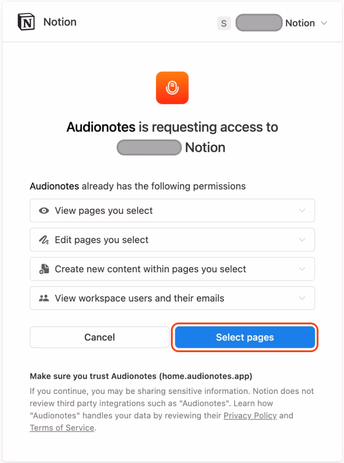 Step 2a — Authenticate Notion Account