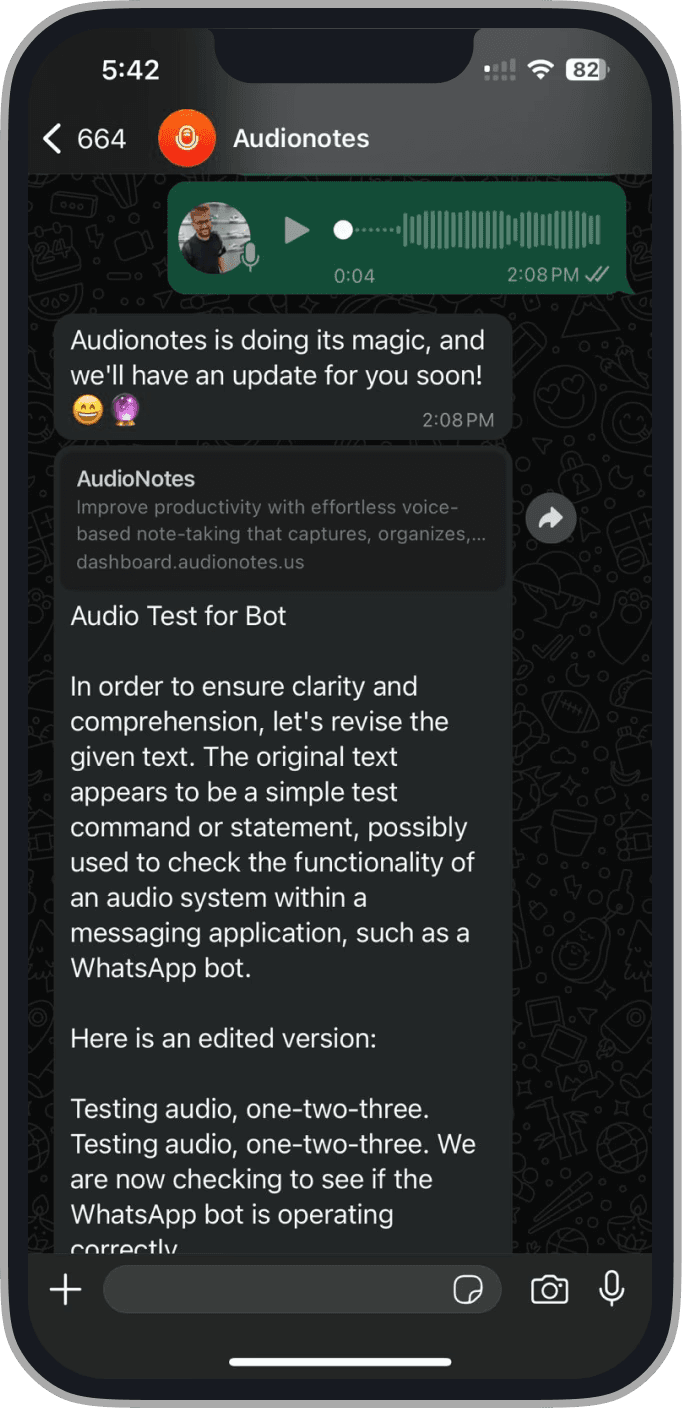 WhatsApp Bot chat